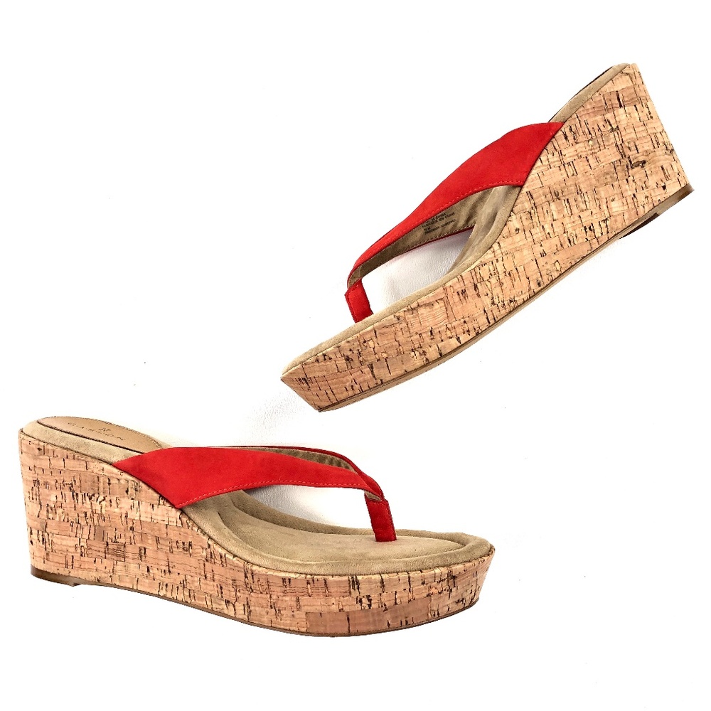 Caslon | Genuine Leather Suede Cork Wedge Flop